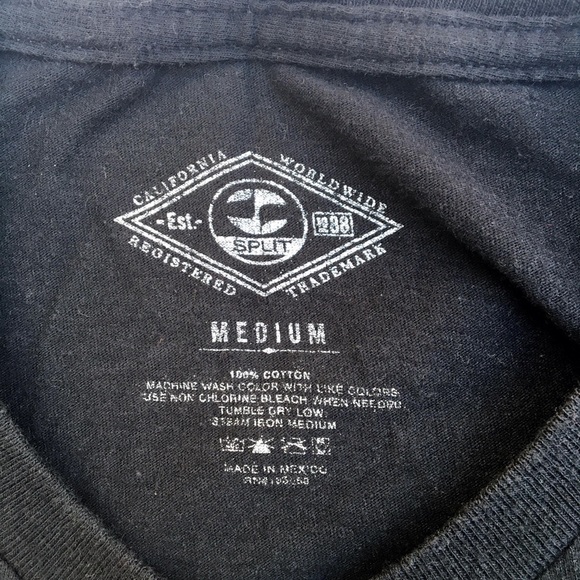 Split Black Graphic T Shirt Skater California M - Picture 3 of 3